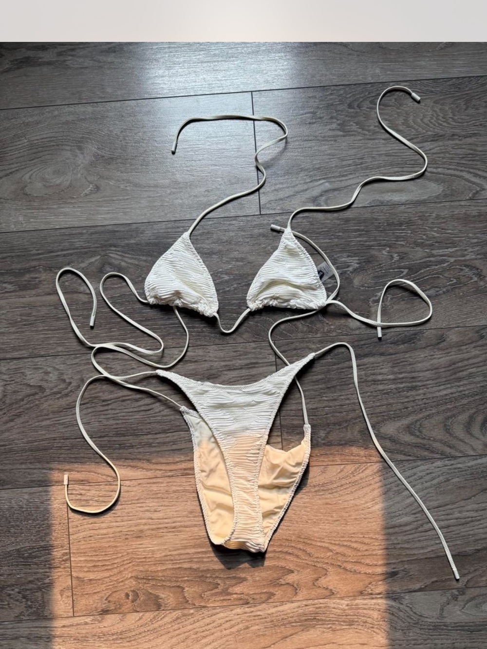 TRIANGL White Ribbed String Bikini Set